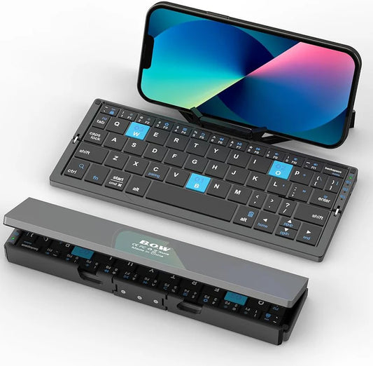 B.O.W Mini Keyboard for Phone And Tablet , Slim & Light Folding Portable Keyboard Bluetooth 3 Bluetooth Devices Connection